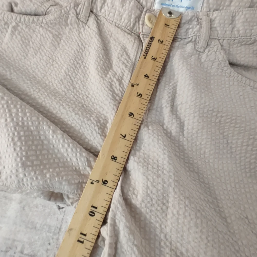 Raleigh Denim Mens Martin Cotton Jeans 32 Cream Beige Seer Sucker Pants